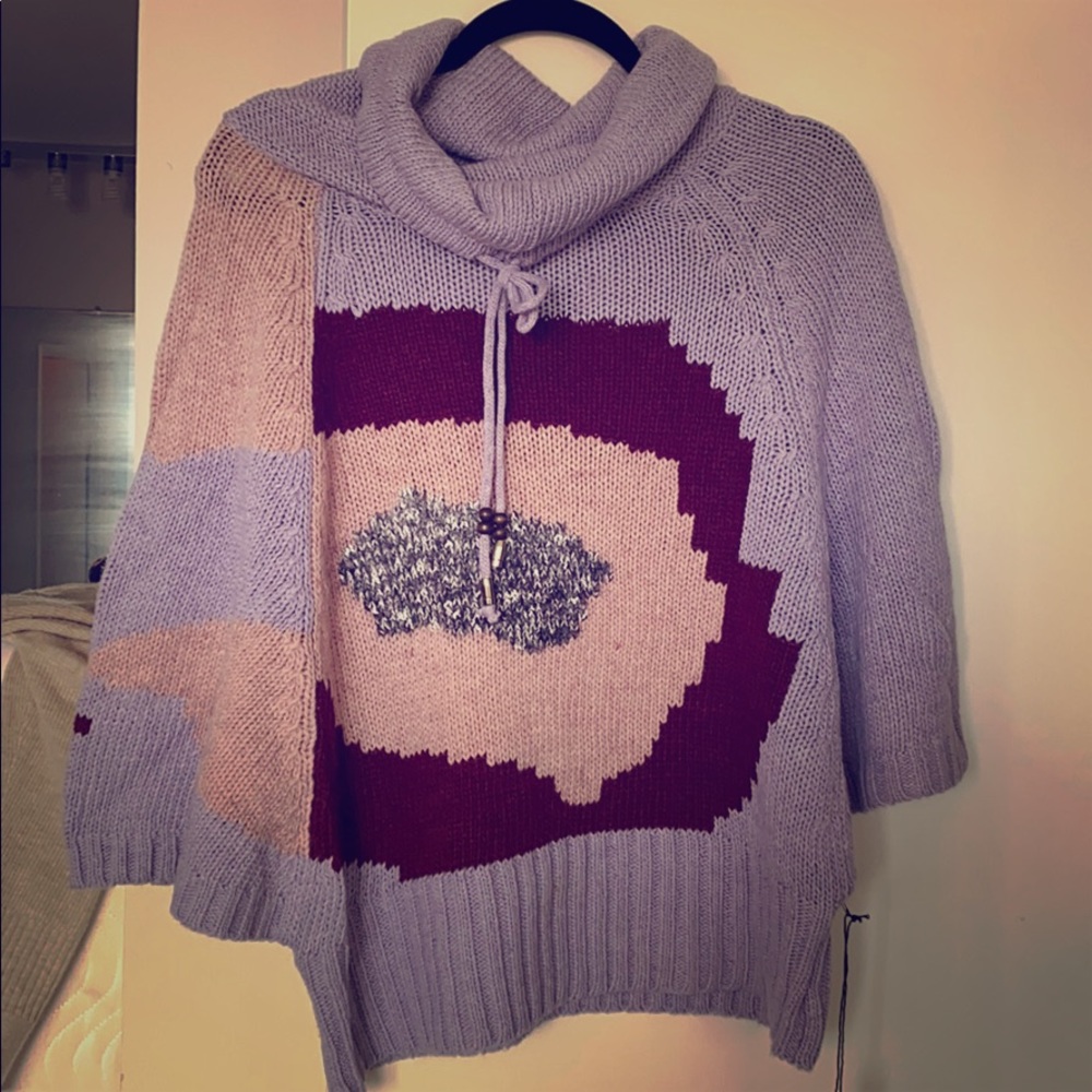 Wool mix cowl neck sweater